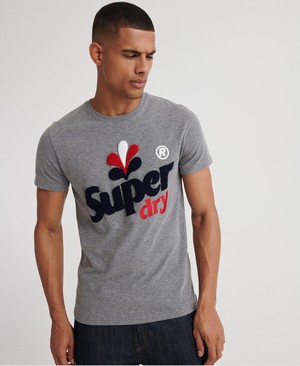 Superdry Embroidered Logo Classics Férfi Pólók Szürke | TGSHJ6548